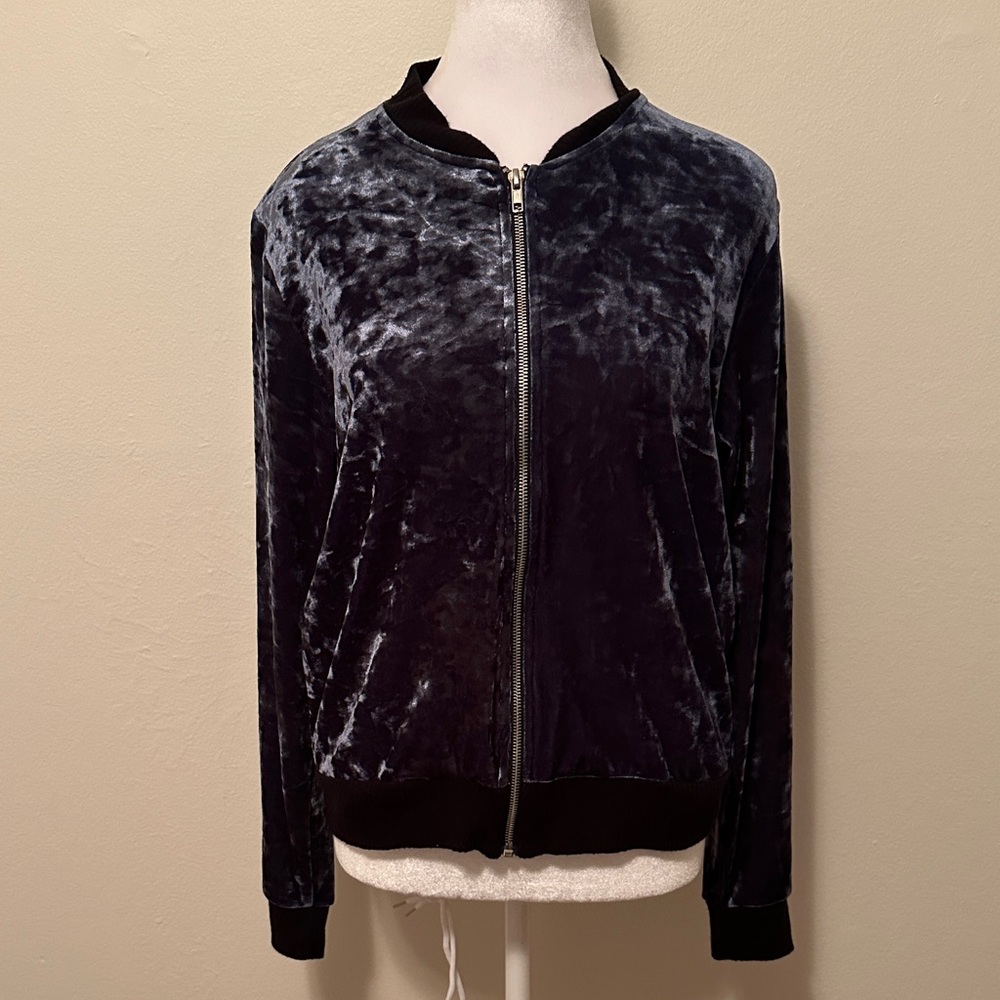 Velvet Bomber Jacket - deep navy